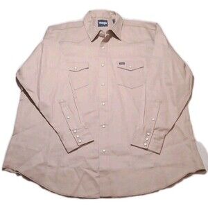 Wrangler Pearl Snap Brushpo]er Men's 3XL Tan Western Shirt Cowboy Workwear